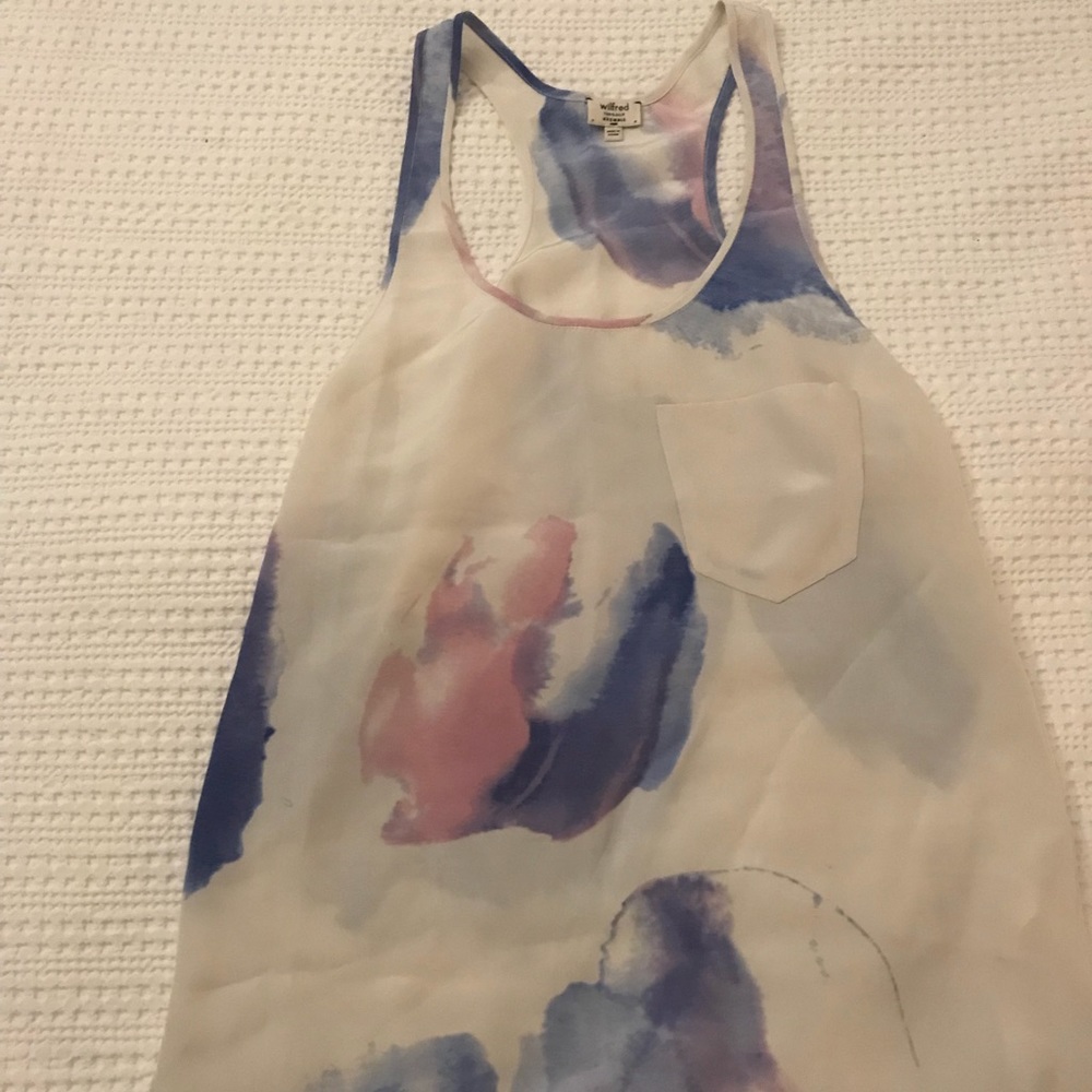 Aritzia Wilfred 100% Silk Watercolor Tank Top